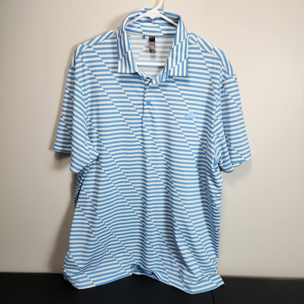 ADIDAS MENS ULTIMATE 365 TOUR MESH PRINTED BLUE GOLF POLO‎ SHIRT SIZE XL